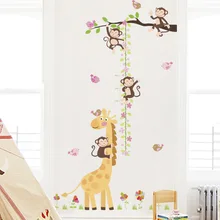 Стиль Жираф Обезьяна скалолазание наклейки для измерения роста детской комнаты для школьного Кабинета, детского сада Украшение Декор наклейки на стену YJ952