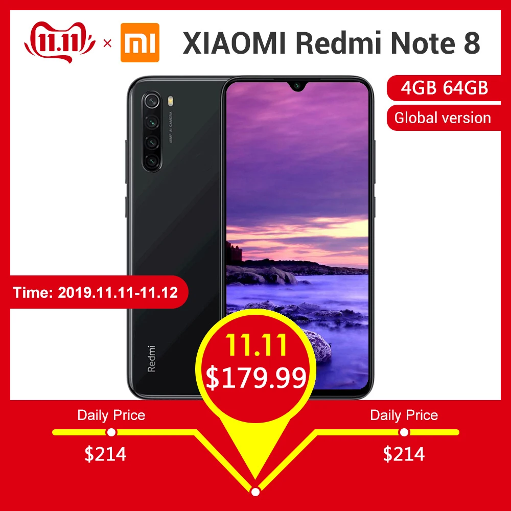 

In Stock Xiaomi Redmi Note 8 4G Smartphone Global Version 6.3' MIUI 10 Snapdragon 665 4GB 128GB 4000mAh Type-C Mobile Cellphones