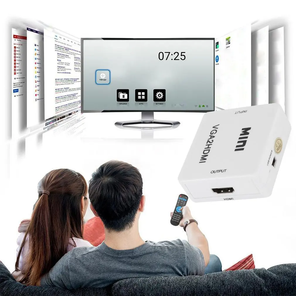 Преобразователь из VGA в HDMI 1080P Hd адаптер аудио кабель для Hdtv ПК ноутбук ТВ компьютер внешние аксессуары