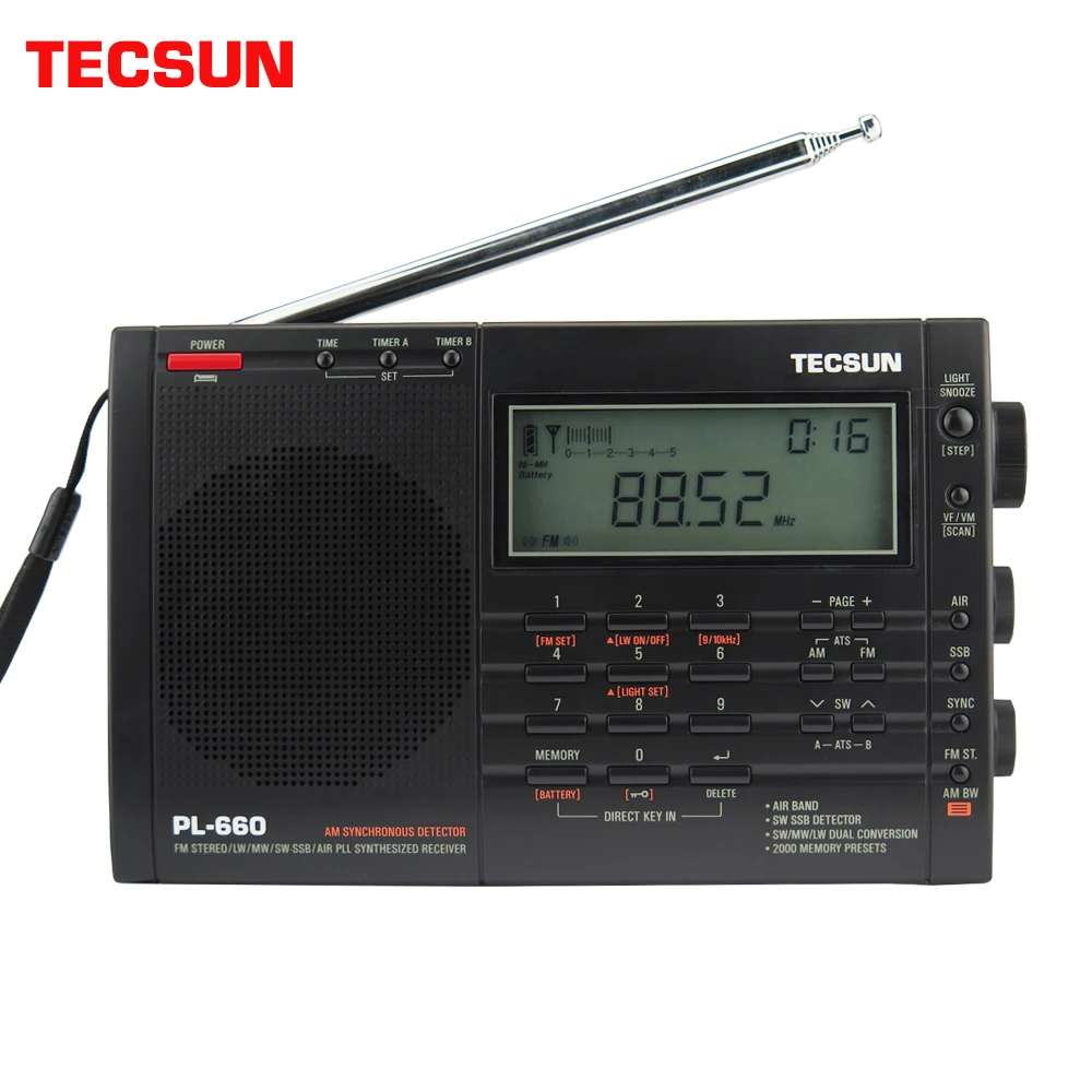 US $111.30 Tecsun PL660 Airband Radio High Sensitivity Receiver FMMWSWLW Digital Tuning Stereo with Loud Sound and Wide Receiving Range