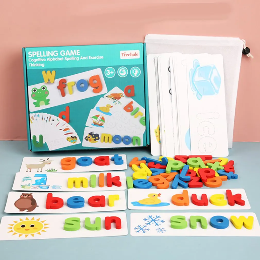 

Spelling Word Puzzle Game Toy Sets English 26 Letters Recognition Alphabet Toddler Early Educational Cognition Props