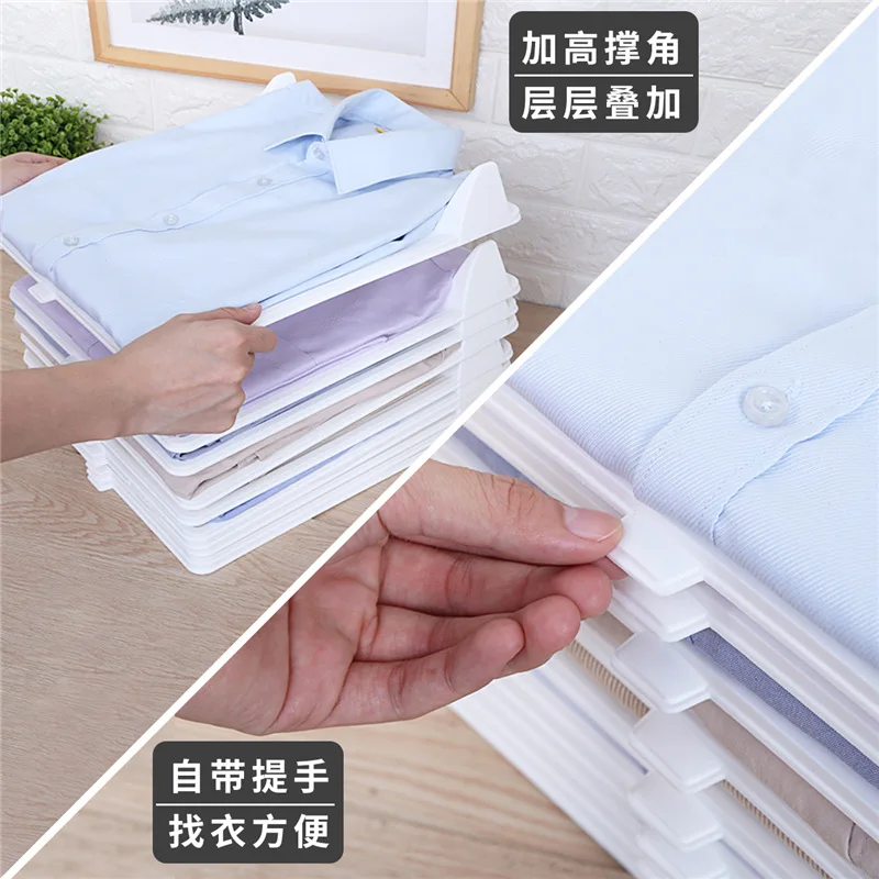 Home Closet Organizer 10Pcs/5pcs Creative Fast Clothes Fold Board Clothing Organization Shirt Folder T-shirt Document Finisher image_2