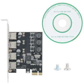 

4-Port PCI-E to USB3.0 6A Power Supply Free Expansion Adapter Riser Card for Windows Adapter Card New
