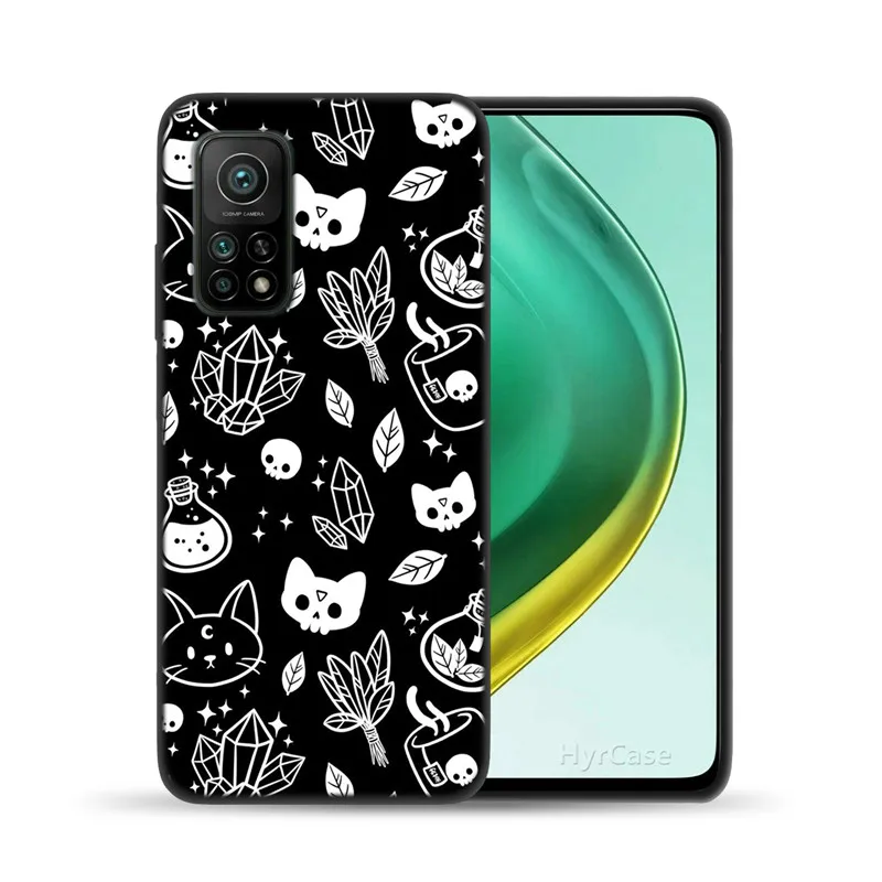 xiaomi leather case custom Herb Witch Supplies Cat Phone Case For Xiaomi Mi 10T Lite 10 Ultra Redmi Note 9S 7 8 9 Note9 Pro 8T Black Soft Silicone Cover phone cases for xiaomi