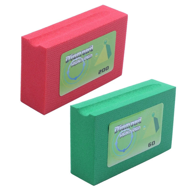 

2 Pcs Sponge Grinding Dry Diamond Hand Polishing Pad, 1Pcs 200 Grit Red & 60 Grit Green