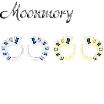 

Moonmory 925 Sterling Silver Luxury Blue Zircon Sun Shape Stud Earring For Women Statement Crystal Snail Round Earring Jewelry