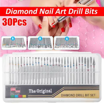 

30Pcs Diamond Nail Art Drill Bits Gel Removal Nails File Bit Cutter Cuticle Clean For Nail Electric Drilling Machine Manicure