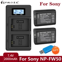 Batterie de caméra LCD 2000 NP-FW50, NP-FW50 mAh, double chargeur USB pour Sony Alpha a6500 a6300 a6000 a5000 a3000 NEX-3 a7R