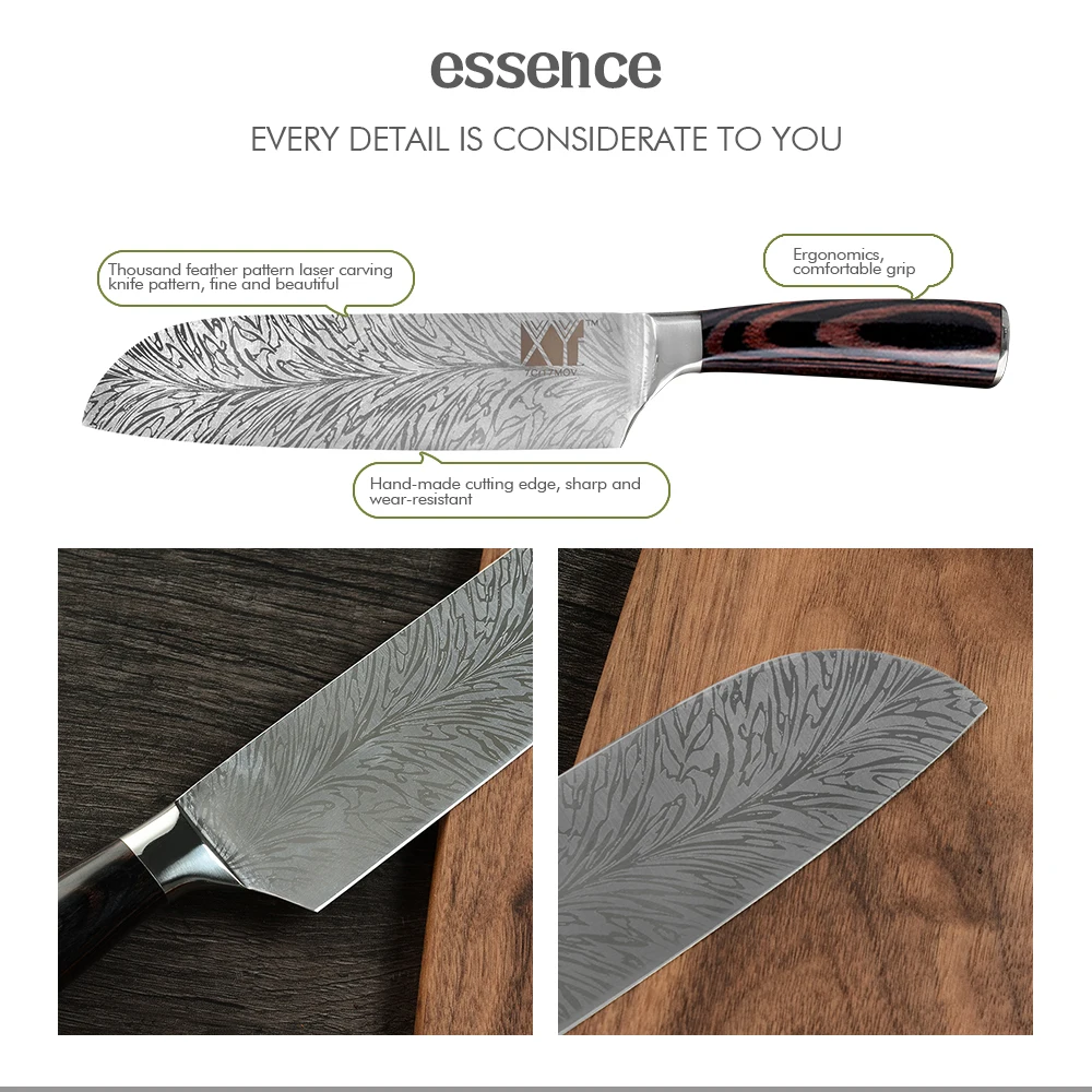 Кухонные ножи xyj набор дамасских вен нож из нержавеющей стали дамасский узор острым лезвием кухонные приспособления нож для приготовления пищи
