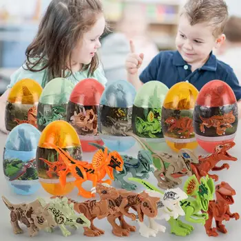 

Dinosaur Electric Rail Car Stitching Diy Roller Coaster Children's dinosaur toy building blocks DIY assembled educational toys