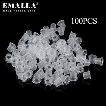 

EMALLA 100PCS S/M/L Plastic Tattoo Ink Cups Disposable Makeup Pigment Container Clear Holder Tattoo Accessories Tattoo Supplies
