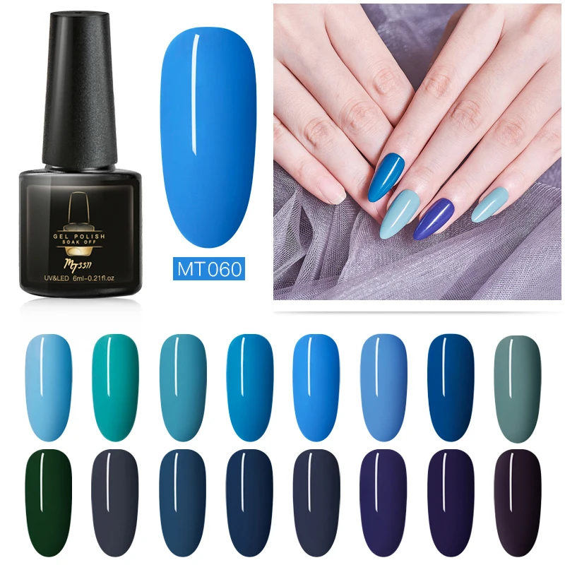 Mtssii UV Gel Varnish Nail Polish Set For Manicure Gellak Semi Permanent Hybrid Nails Art Off Prime Blue | Красота и здоровье