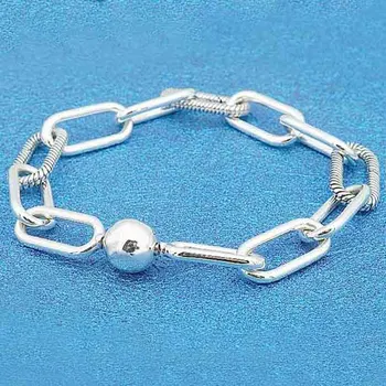 

Original Me Link Snake Chain Pattern Circular Clasp Bracelets Bangle Fit 925 Sterling Silver Bead Charm Diy Pandora Jewelry