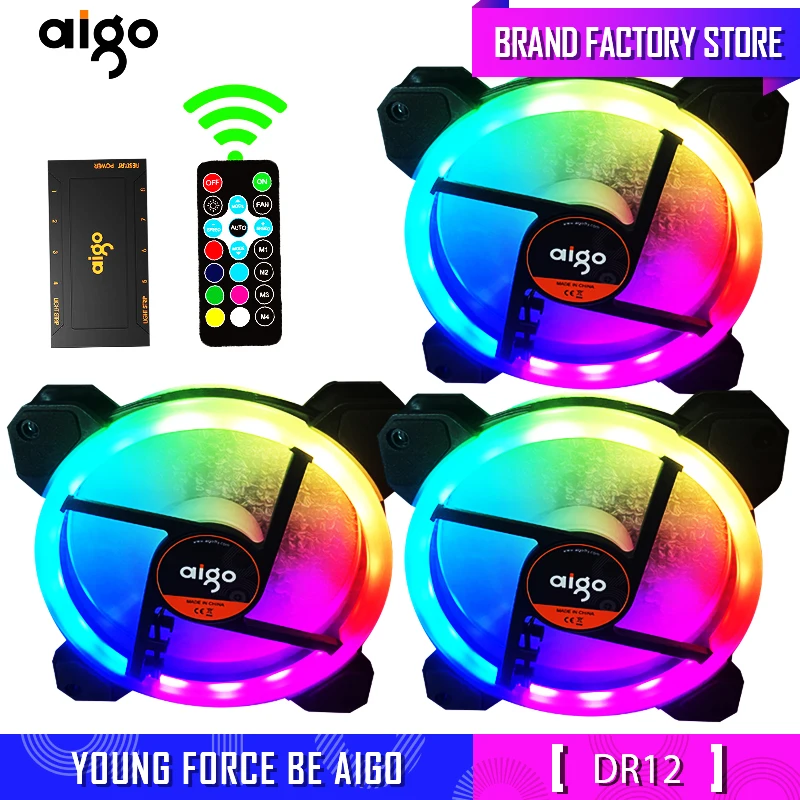 Aigo Новый DR12 чехол для компьютера PC Вентилятор RGB двойной halo настраиваемый