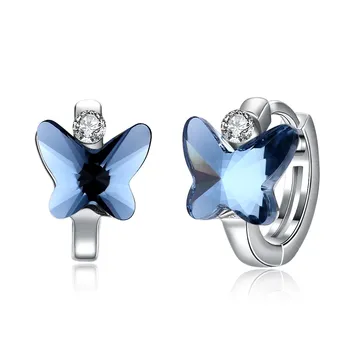 

Hemiston 100% 925 Sterling Silver Korean Blue Butterfly Crystal Zircon Pattern Female Earrings Jewelry Gift For Women