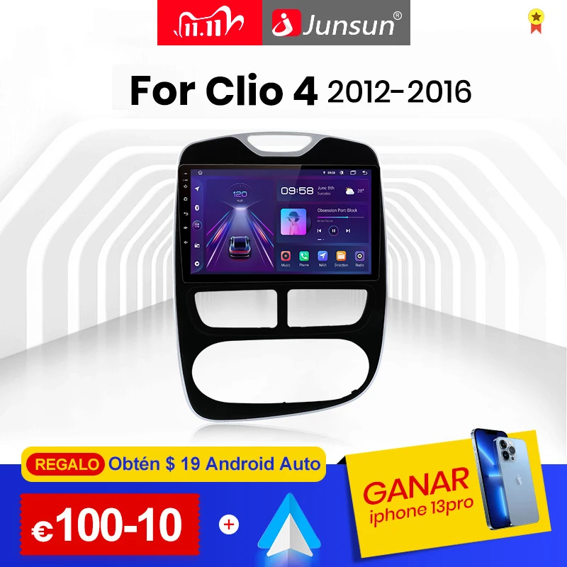 Junsun V1 4+64G carplay android auto radio coche con pantalla For Renault Clio 4 2012-2016 2 din autoradio GPS Track bluetooth-C |