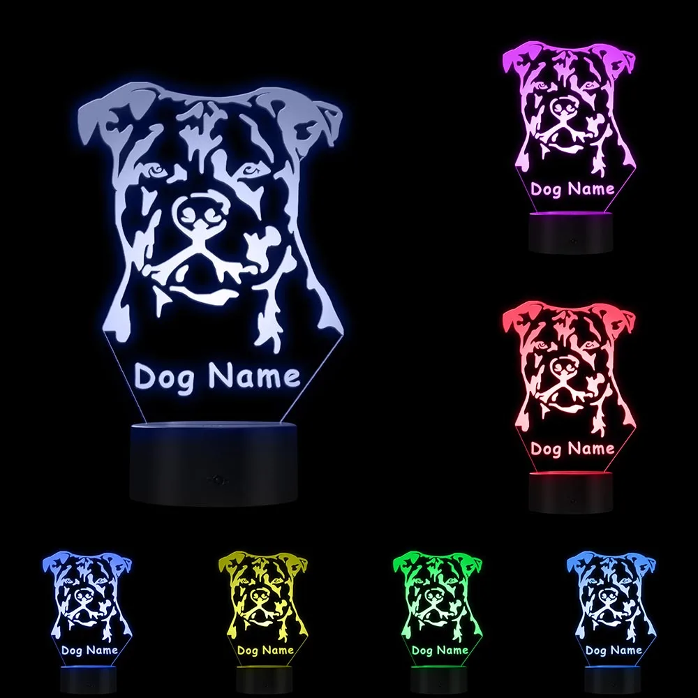 Staffordshire bull terrier moderno led night light