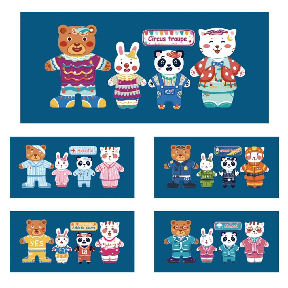Baby Puzzles Educational Toys Little Bear Magnetic Jigsaw Changing Clothes Kids Children's early Montessori Learning Gift