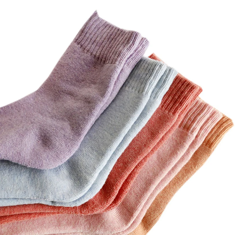 Новинка зимние Для женщин хлопчатобумажные носки толстые махровые носки одноцветные носки домашние носки