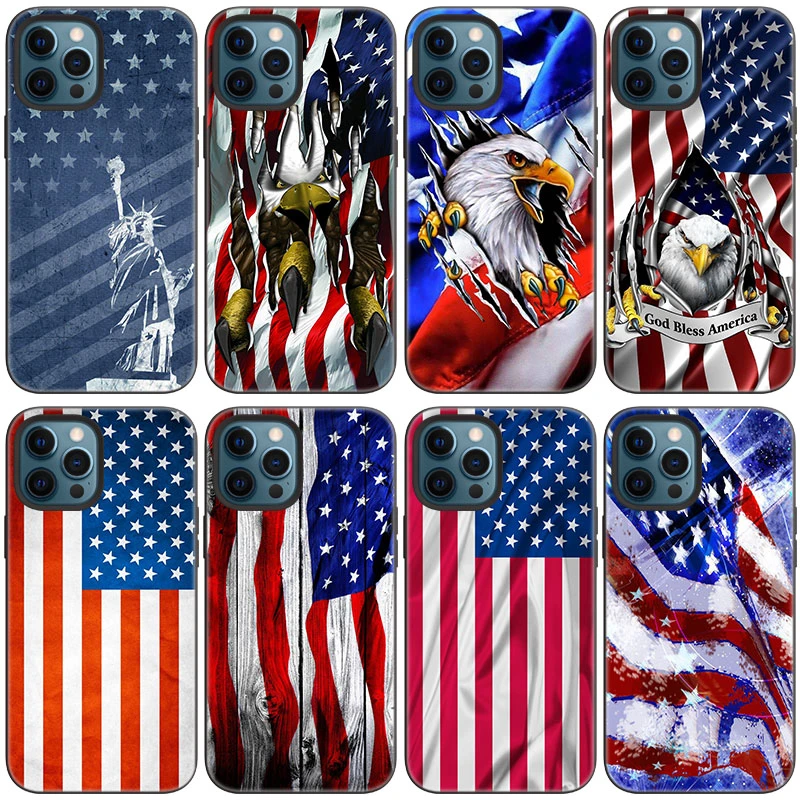 iphone 13 phone case American USA flag eagle Phone Case For Apple iPhone 13 12 Mini 11 Pro Max 7 8 XR X XS MAX 6 6S 7 8 Plus 5 5S SE 2020 Black Cover best cases for iphone 13 