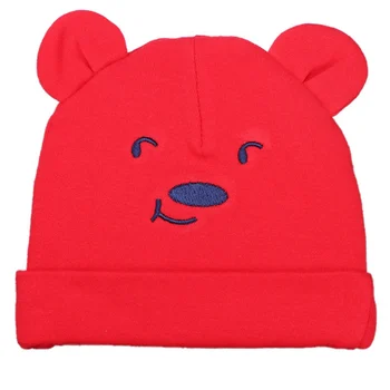 

Toddler Baby Knit Hat Cotton Cartoon Bear Print Baby Caps For Boys Girls Autumn Winter Children's Hats Beanie