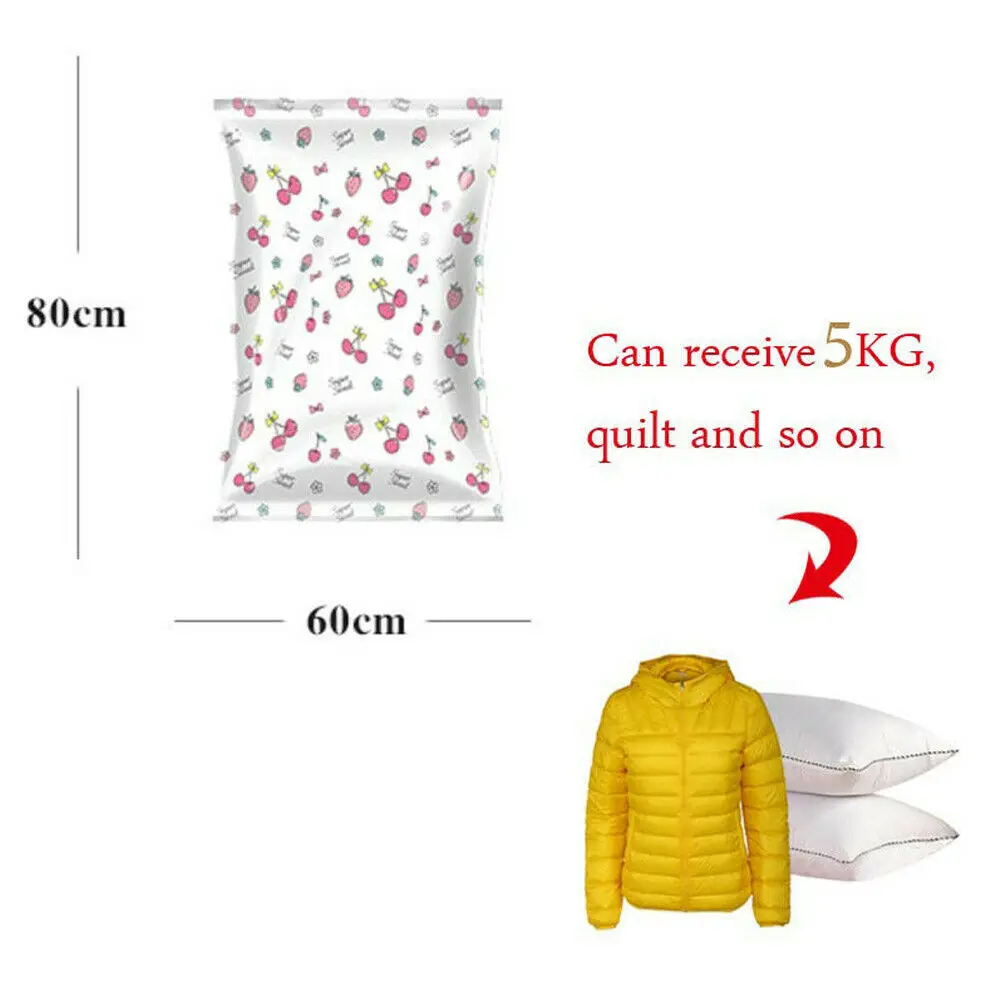 Прочные вакуумные пакеты для хранения одежды с клапаном VAC Экономия пространства прозрачный сжатый Органайзер Мешок вакуумный насос - Цвет: Size 60x80cm