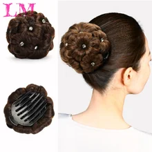 Лм Мода TrendFiber шиньон с 9 цветами кудрявые шиньон волосы булочка пончик Клип В Наращивание волос Синтетические высокой температуры