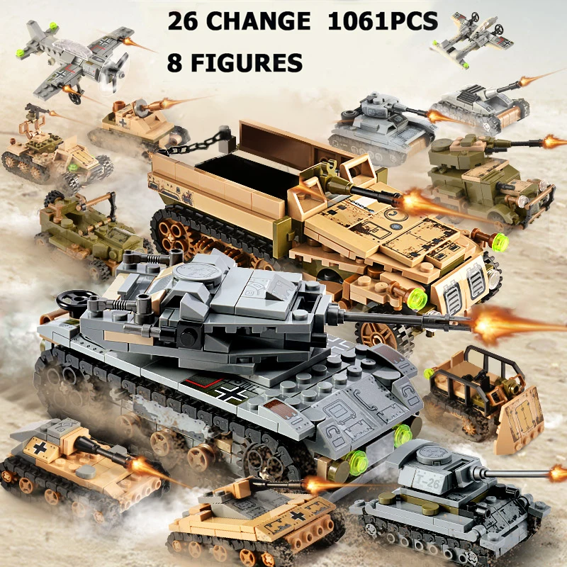 1061 pçs tanque blocos de construção brinquedos mini figuras veículo aeronaves menino bloco educacional tijolos compatíveis militares