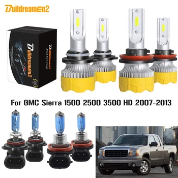 

Buildreamen2 4 X Car Headlight High Low Beam LED Halogen Headlamp Light White 12V For GMC Sierra 1500 2500 3500 HD 2007-2013