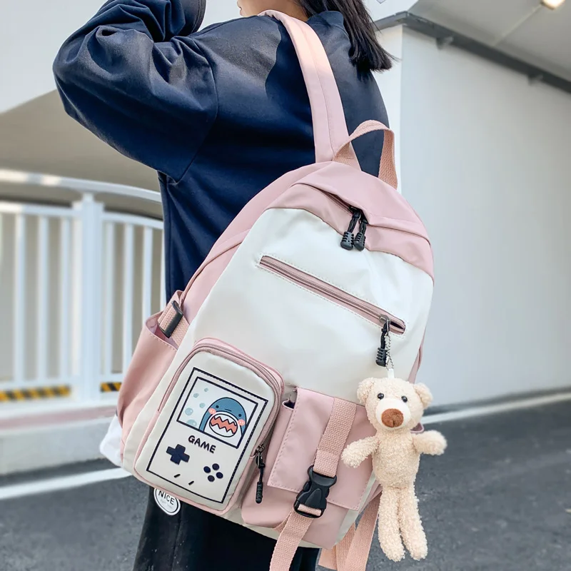 Women Backpack DCIMOR Schoolbag Travel-Bag Nylon Waterproof Lovely Insert-Buckle Female