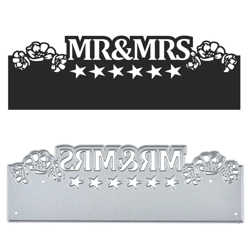 

Naifumodo MR&MRS Letter Dies Metal Cutting Dies New 2019 for Card Making Scrapbooking Dies Embossing Stencil Flower Boder Dies