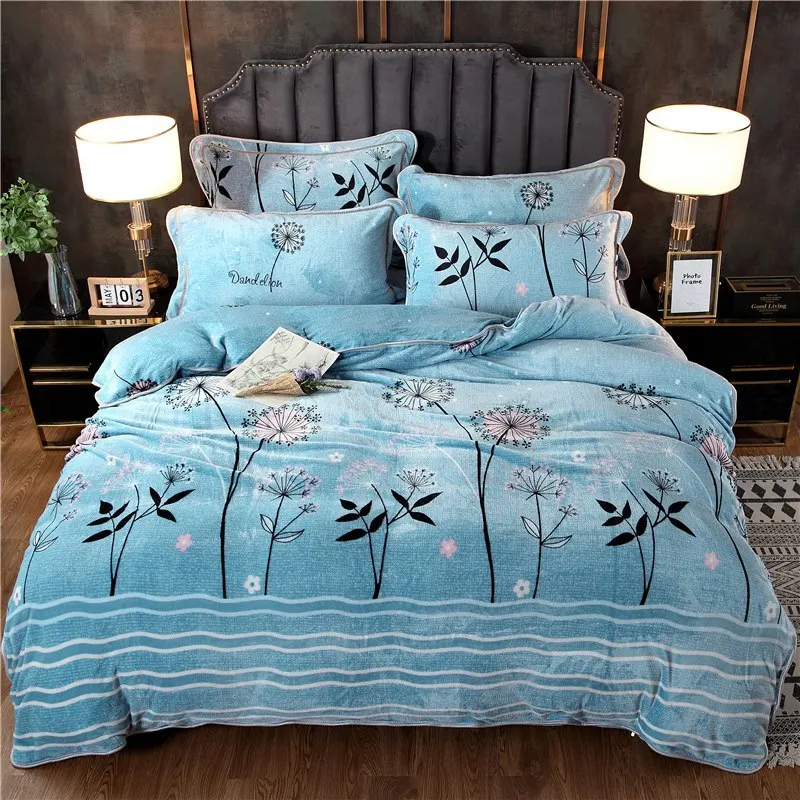 Velvet Flannel Soft Warm Duvet Cover Set 3/4 Pieces Comforter Cover Bd
