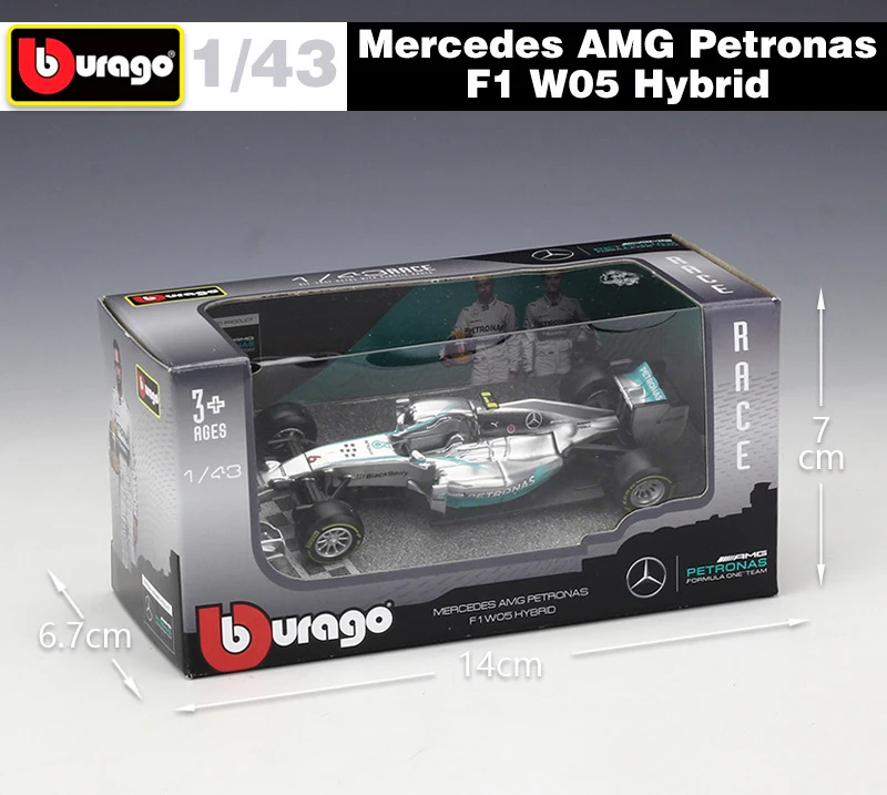 Bburago 1:43 Масштаб Мини Металл литья под давлением F1 автомобиль Formulaa 1 модель Mercedes Benz гоночный автомобиль W05/W07 сплав игрушка автомобиль коллекция детский подарок
