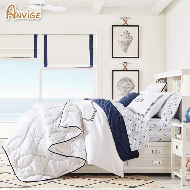 Modern Fehér És Sötétkék Csíkos Lapos Római Árnyalatok Testreszabott Redőnyök - Image 2