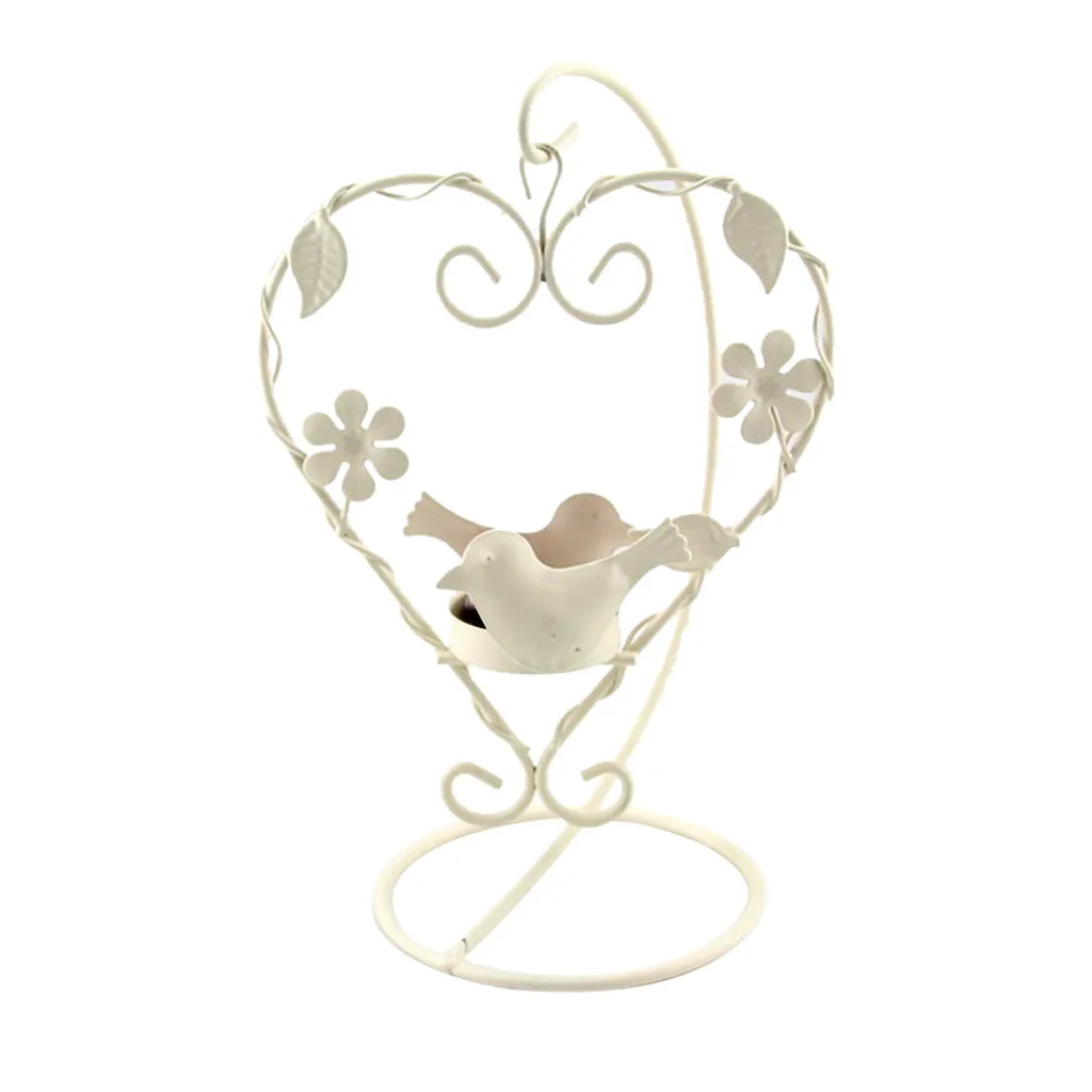16001WH Iron Metal Lantern Stand Hanging Candlestick Glass Globe Candle Ornament Holder Party Home Decor - Цвет: 16001WH