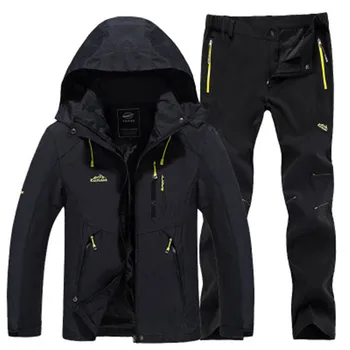 

Winter Tracksuit men Hiking jacket & Hiking Pants Fleece liner Thermal Ski suit Outdoor Mountaineering Windproof Waterproof coat