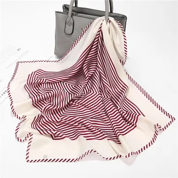 

Sjaals Voor Dames Moda Mujer Sciarpa Donna Foulard En Soie Korean Striped Small Square Scarf 70cm Changeable Decorative Fashion