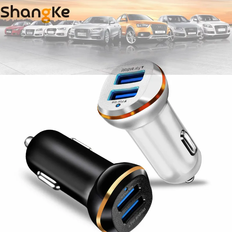 Автомобильное зарядное устройство Shangke, автомобильный прикуриватель, 5 В, 3,1 А, быстрая зарядка, двойной usb-порт, светодиодный, автомобильное зарядное устройство, применимое к смартфону, автомобильное зарядное устройство
