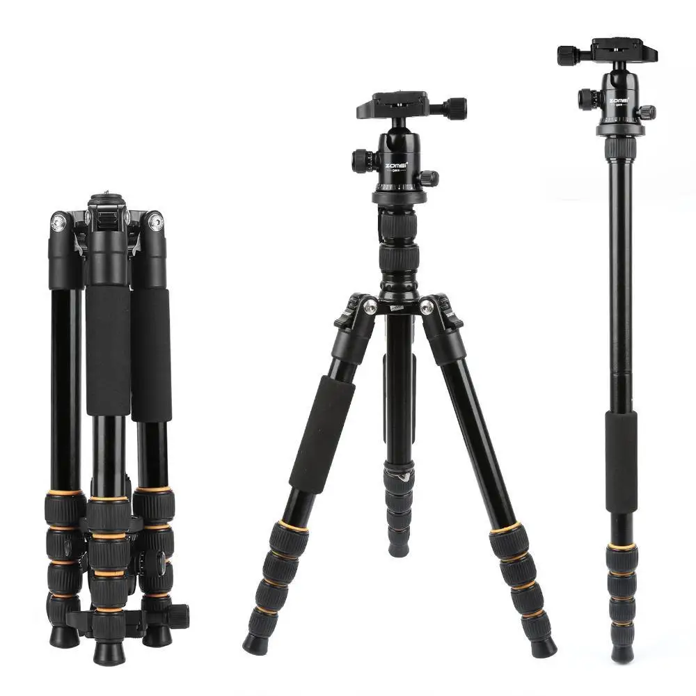 

ZOMEI Lightweight Portable Q666 Professional Travel Camera Tripod tripode aluminum tripod Head Monopod for digital DSLR camera