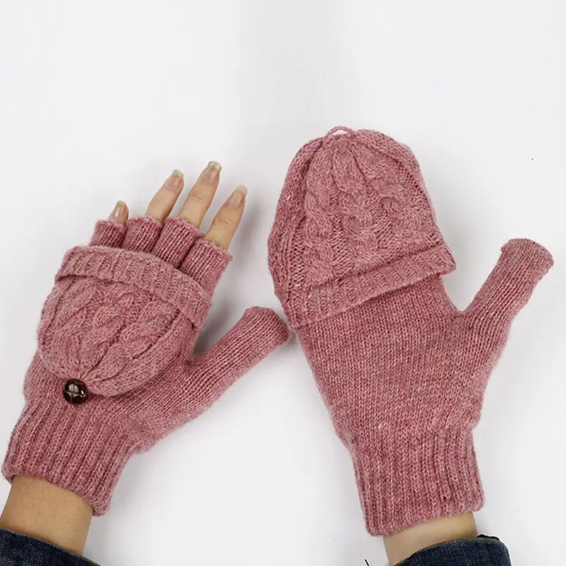 Men Solid Color Winter Coral Half Finger Gloves Hand Warmer Mittens 2019 Female Gloves Guantes Mujer