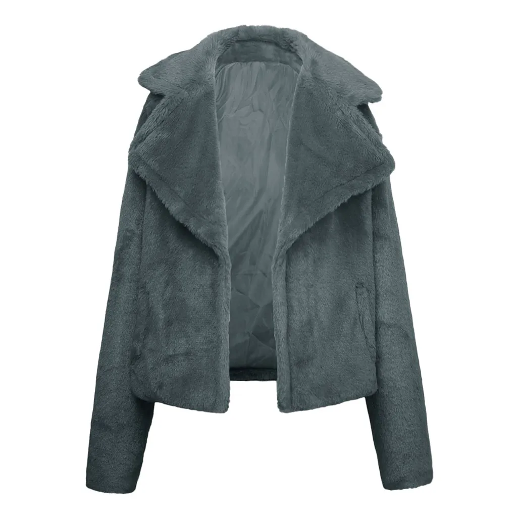 JAYCOSIN повседневное меховое пальто из искусственного меха Женское пальто из искусственного меха женское короткое пальто зимняя одежда Вечерние пальто из черного меха 9902 - Цвет: Gray