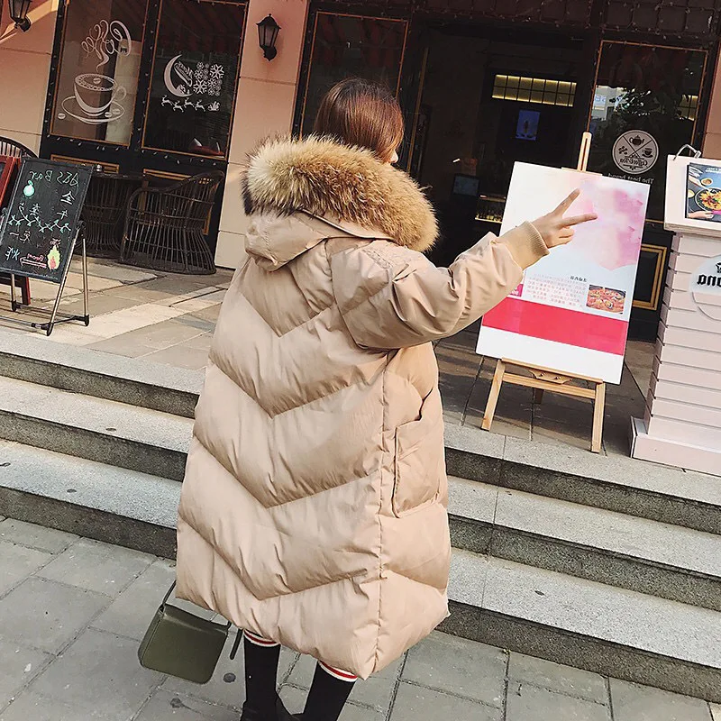 

2018 Winter New Style down Jacket Cotton-padded Clothes Women's Mid-length New Style Cotton-padded Jacket over-the-Knee Harajuku