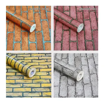 

10m Home Decor 3D PVC Classic retro Wall Stickers Paper Stone Brick wallpaper Rustic Effect Self-adhesive Home Decor Sticker