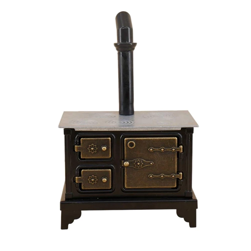 

Mini Simulate Iron Hearth with Long Chimney for 1:12 Doll House Decoration Gift Kids