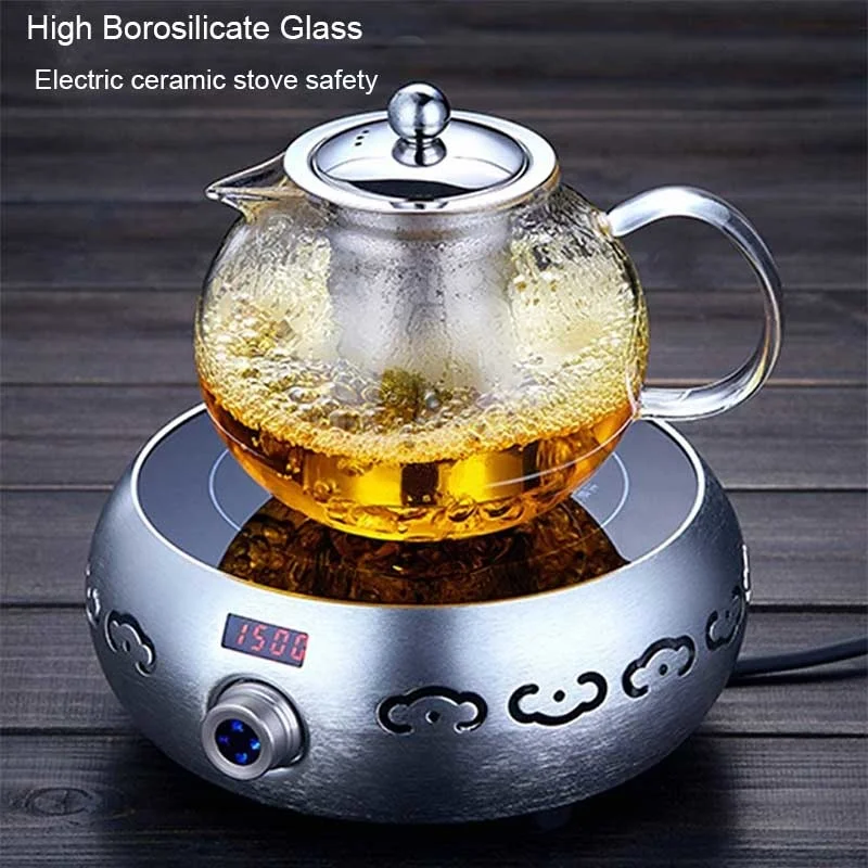 1300 Ml High Borosilicate Glass Teapot Kettle Set with Stainless Steel  Filter Lid - China Tea Pot Set and Round Glass Teapot with Cup price