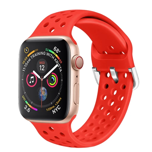 Для применить к apple watch 4 полосы 44 мм 40 мм наручных часов iWatch, ремешок 42 мм, 38 мм, версия модный спортивный браслет Correa apple watch 4/3/2/1 - Цвет ремешка: Red color