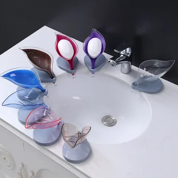 

Soap Dish for Bathroom Leaf-Shaped Plastic Material Comes With A Suction Cup Firmly Fixed