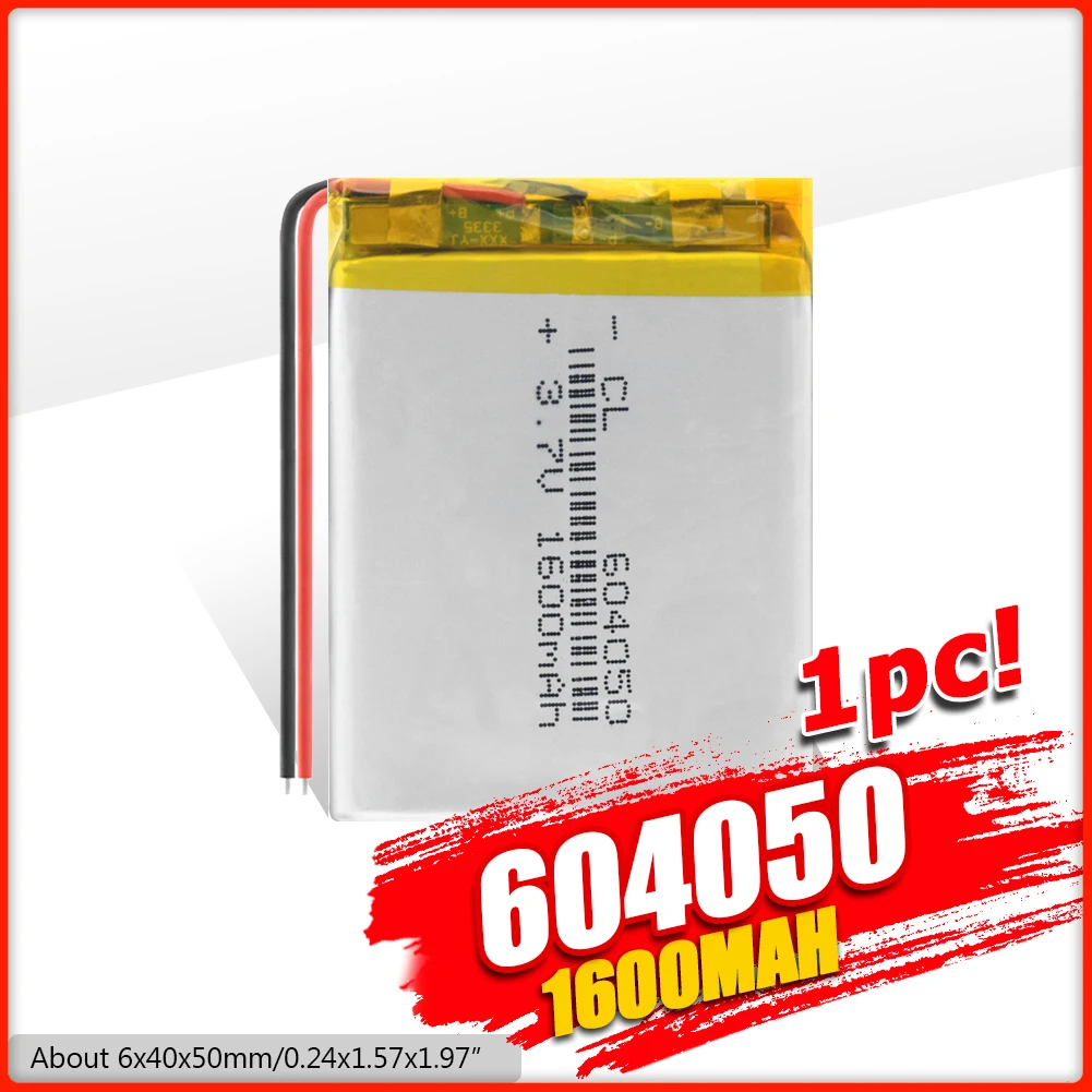 3 7 V 1600mAh 604050 Lipo батарея литий полимерная Li Po li ion ячейки для игрушек MP3 MP4 gps динамик