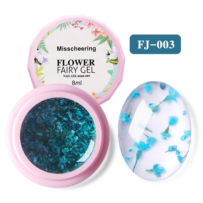 6Colors Natural Dried Flowers Fairy Nail Gel Polish DIY Floral UV Gel Varnish Soak Off Dry Flower Manicure Nail Art Gel Glue 8ML - Цвет: FJ 003