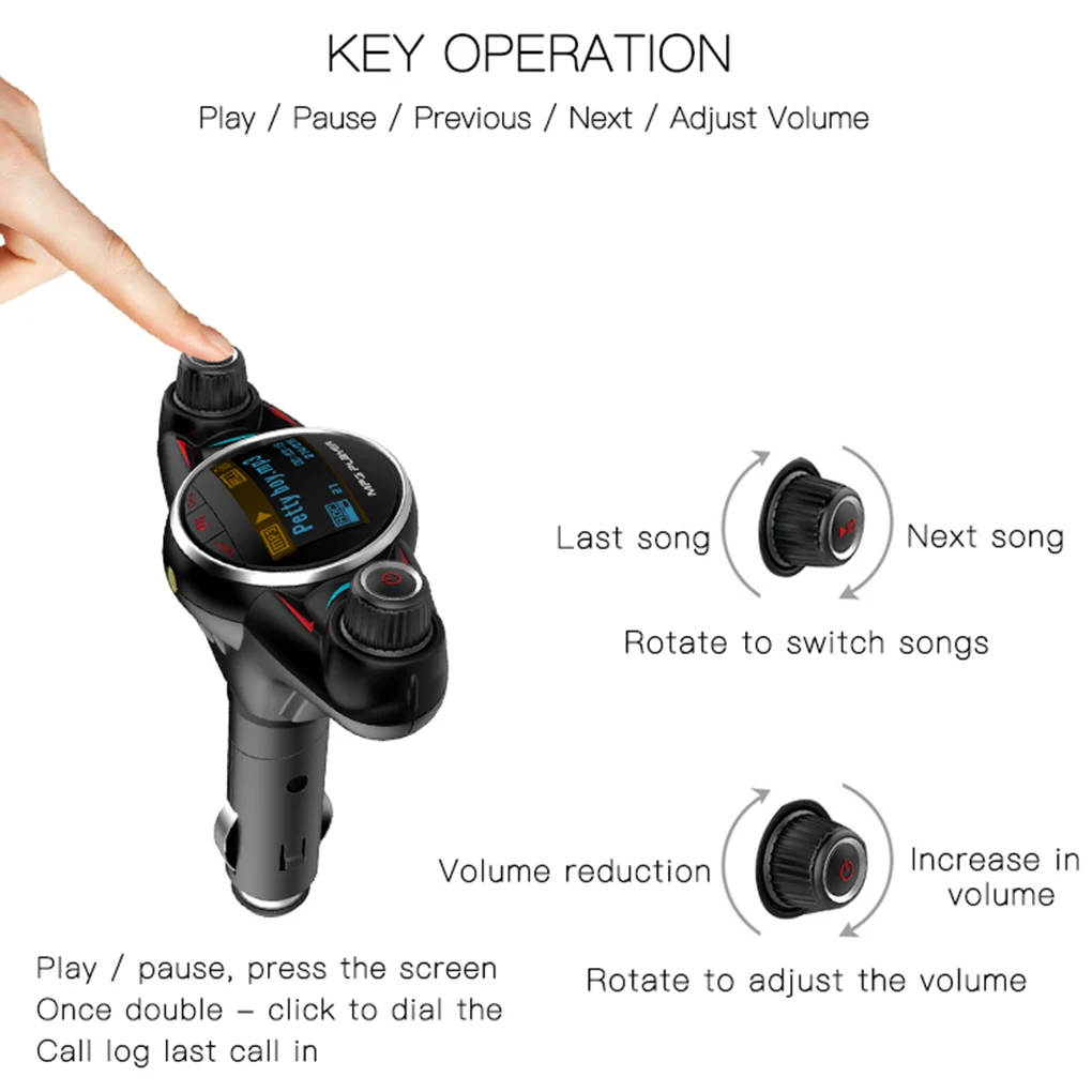 ACCNIC Bluetooth беспроводной Автомобильный Mp3 плеер Handsfree fm-передатчик AUX аудио USB зарядное устройство ЖК-дисплей Автомобильный fm-модулятор